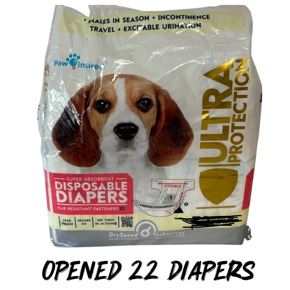 Paw inspired 22 Count Super Absorbent disposable diapers Medium Waist 16-21”